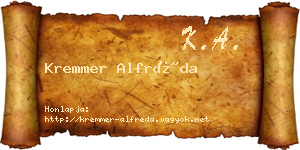 Kremmer Alfréda névjegykártya